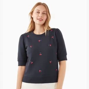 Kate Spade Cherry Embroidered  Sweatshirt Size Small